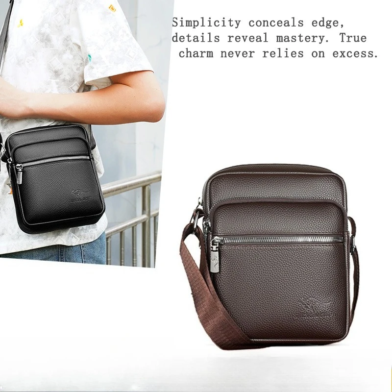 PU leather men's vertical style square shoulder bag, large capacity, lightweight suitable for travel or commuting, crossbody bag