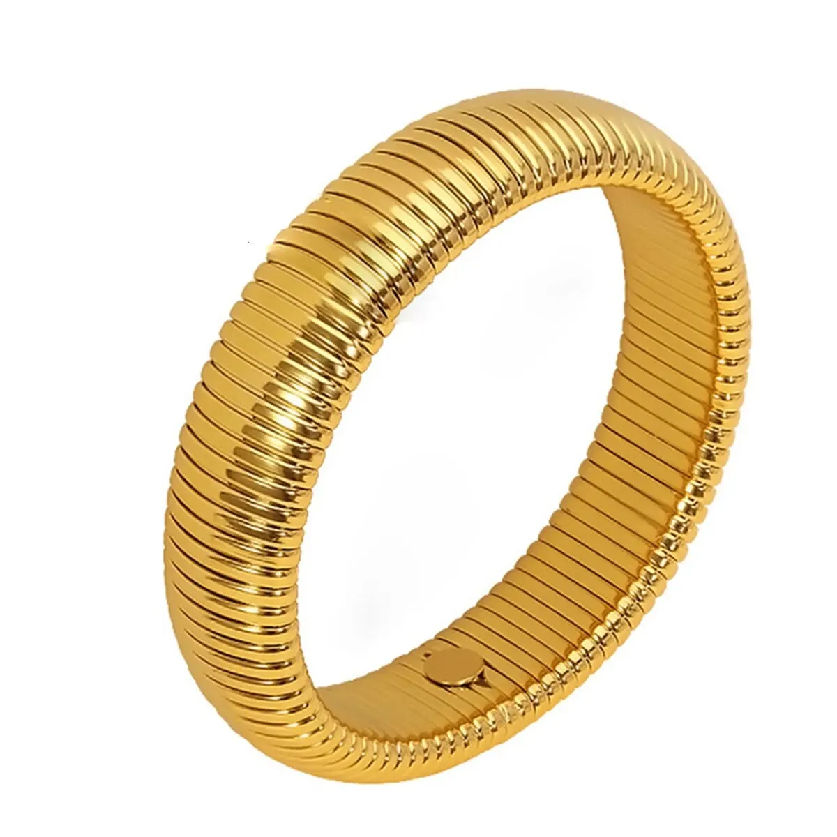 Waterdichte roestvrijstalen retro elasticiteit dikke metalen gepolijste armband 18K vergulde trend mode unisex sieraden mannen vrouwen