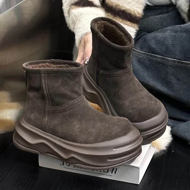 

Women's Winter Snow Boots Flat Suede Winter Short Plush Warm Shoes Outdoor Casual Thick Soled Boots Botas De Invierno Para Mujer