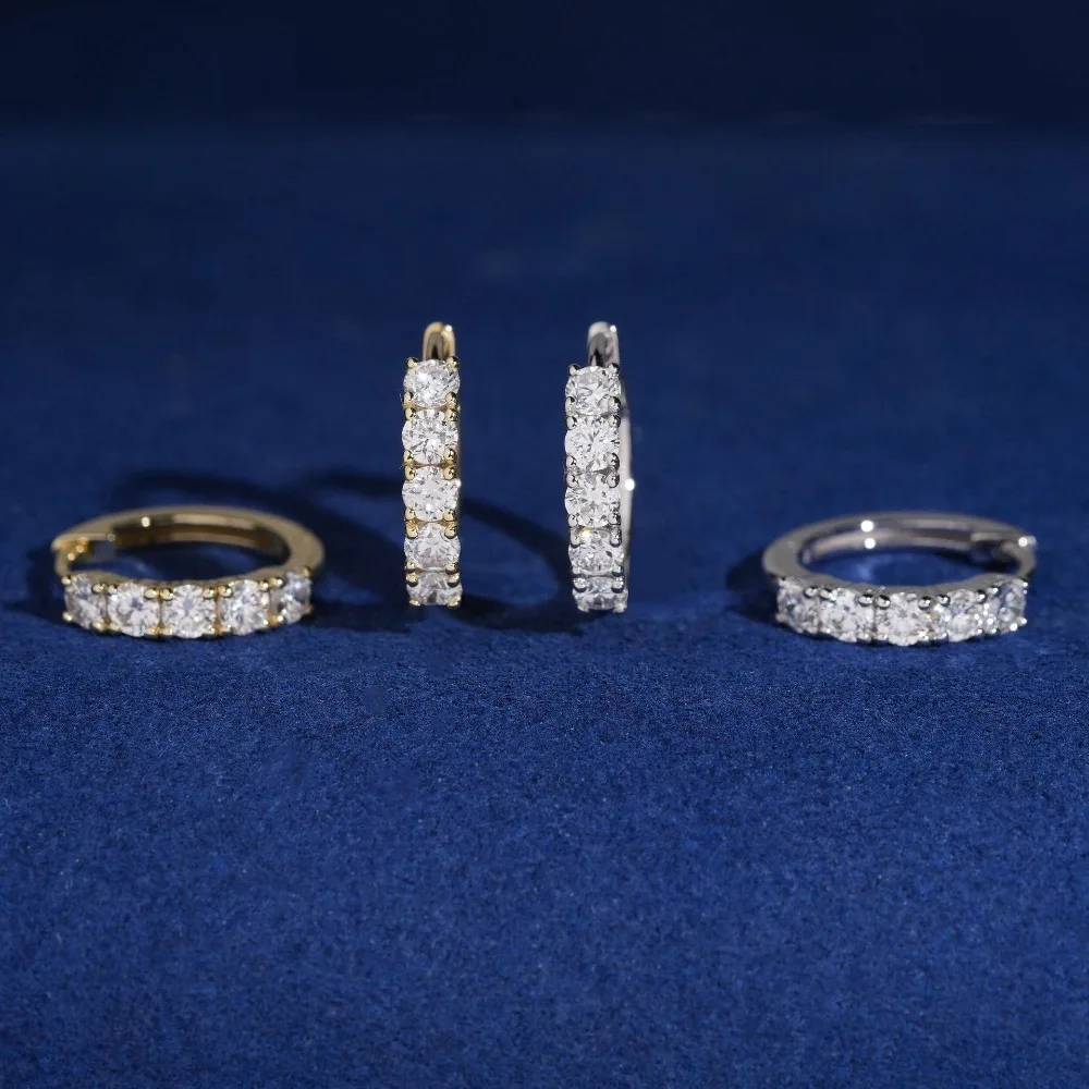 

925 Sterling Silver 15mm Lab Grown Diamond Hoop Earrings for Women Fine Jewelry HPHT Diamond Circle Huggie Earrings Pass Tester