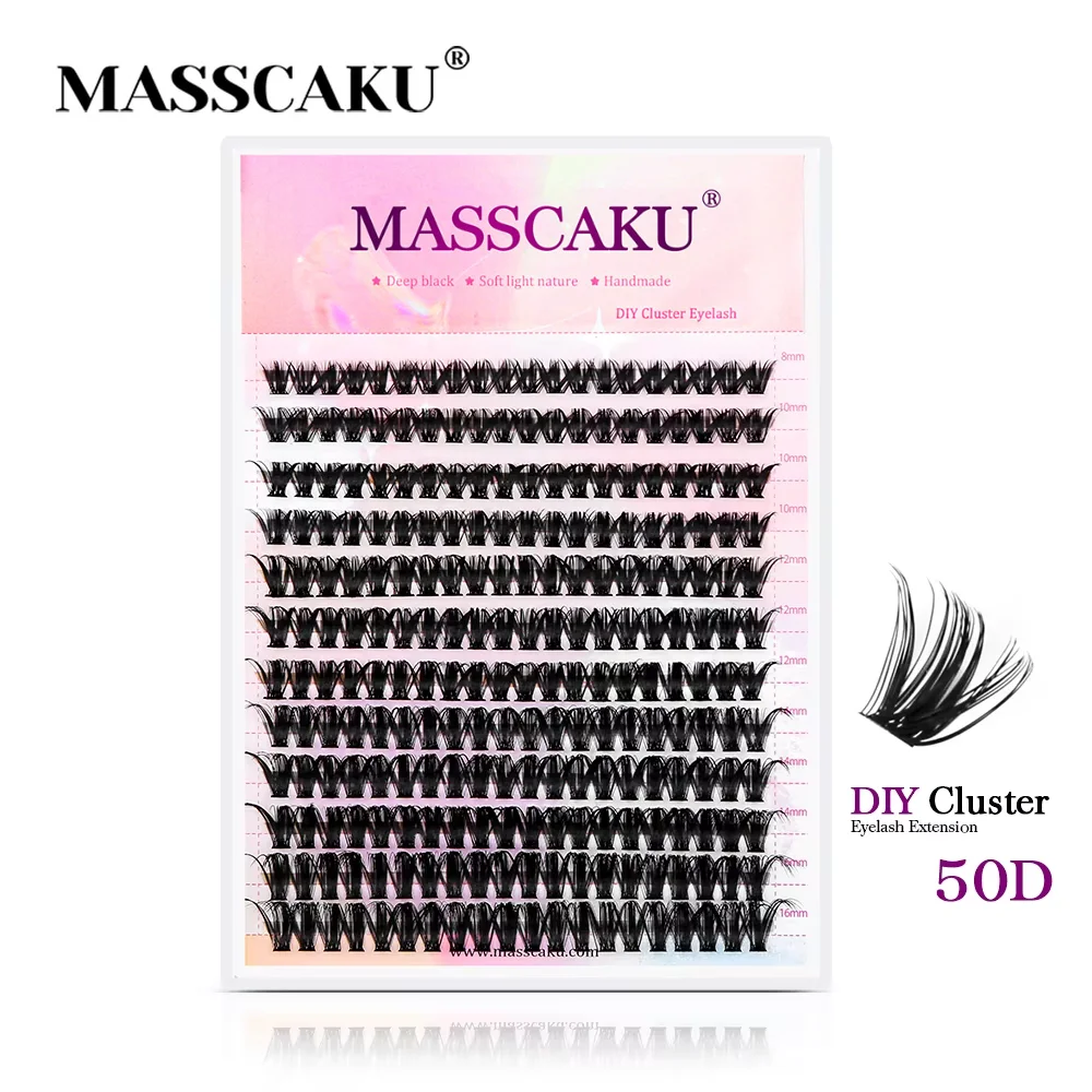 MASSCAKU 12Lines Professional DIY Clusters Eyelash Extension C D Curl Individual Grafting False Eyelashes Cilia DIY At Home