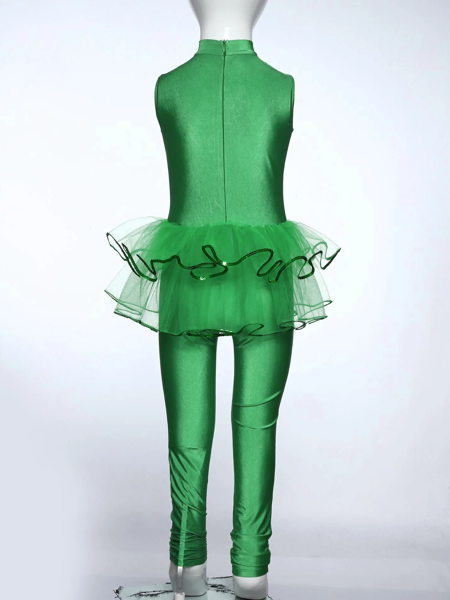 Meisjes Tieners Ballet Jazz Tapdans Kostuum Pailletten Mesh Overlay Jumpsuit Halloween Prestaties Elf Prinses Fee Cosplay Kleding