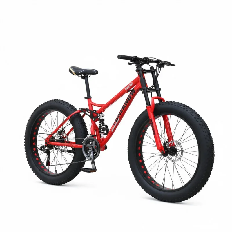 

Red 24-inch Off-Road Mountain Bike with Shock Absorption Variable Speed Beach Snow Suitable for Adults Large 4.0 Tires