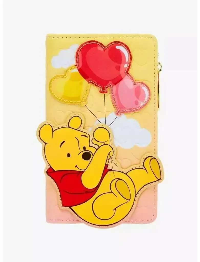 In Stock Loungefly Marie Cat Wallet For Women Cute Small Leather Purse Short Bank Card Bag With Cartoon Pooh Bear Design Gift view 3