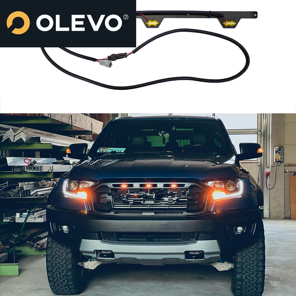 

Для Ford Ranger 2019 2020 2021 2022 Автомобильные грили Янтарная светодиодная панель 19RR Plug and Play Raptor Style 3 Комплект светодиодных решеток