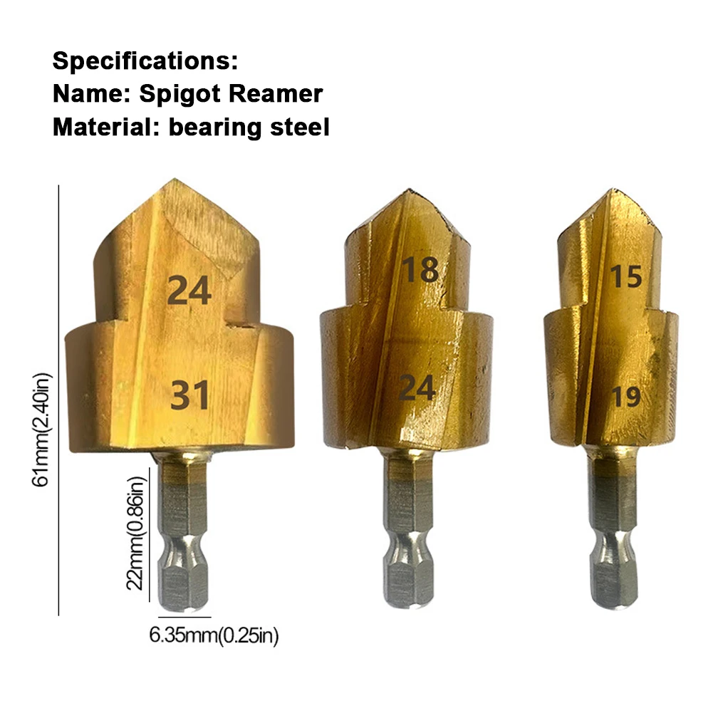 Spigot Reamer Hexagonal Shank PPR Plastics Pipes Spigot Expander Practical Drill Bit Plumber\'s Reaming Tool 15mm/18mm/21mm