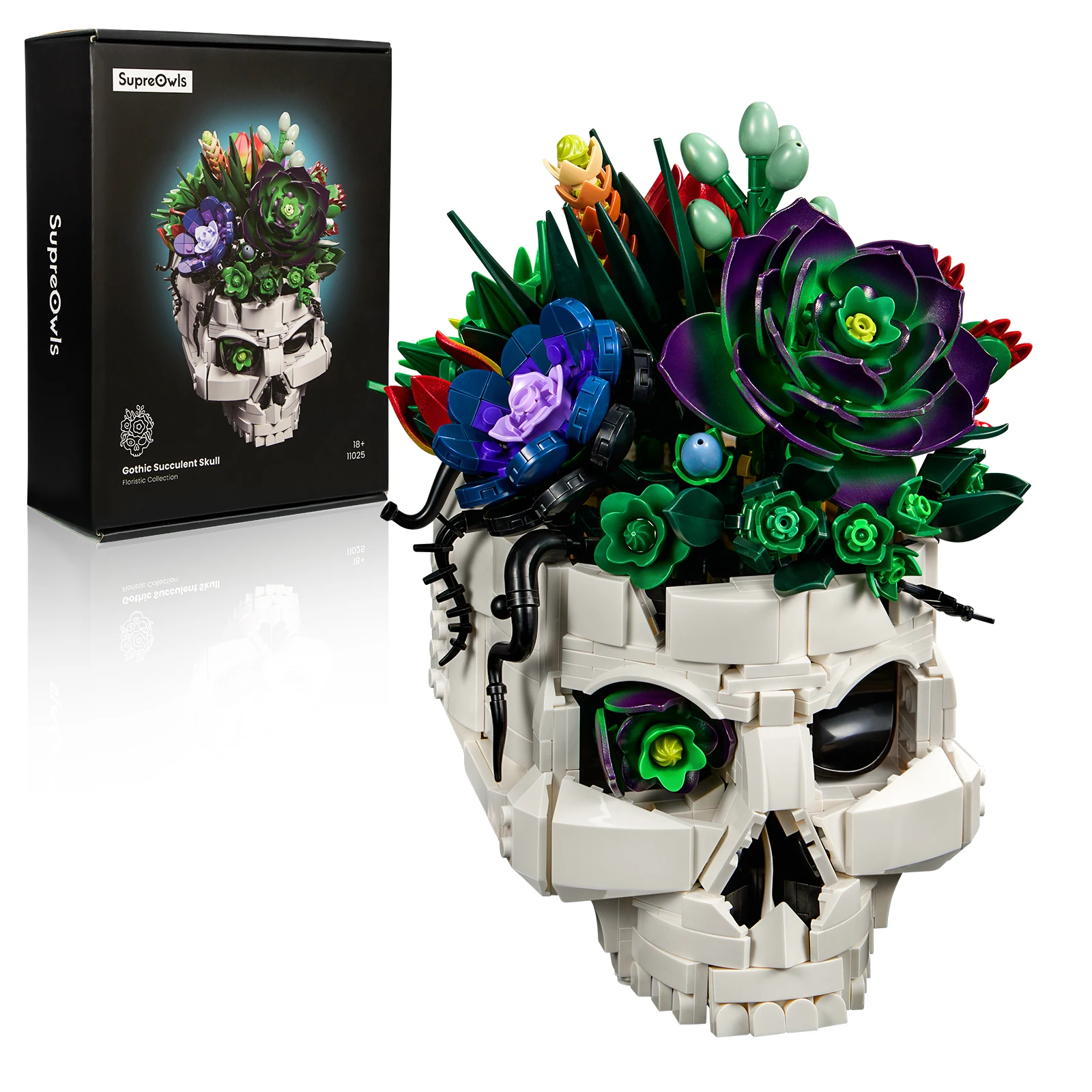 Succulente schedel plantenbak bouwstenen set skeletpot kunstmatige botanische stenen speelgoed gotische thuiskantoor decor cadeau voor volwassenen