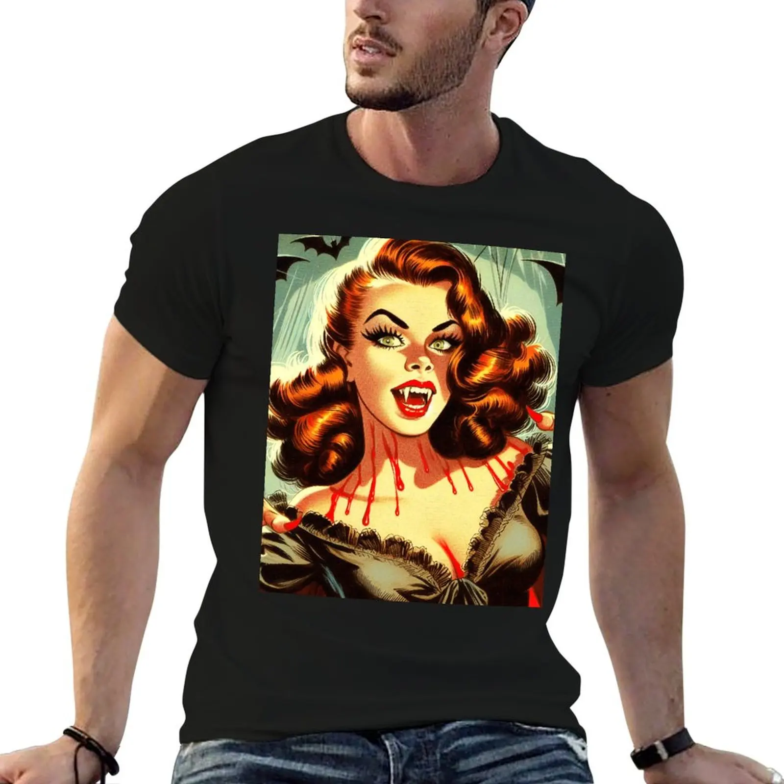 Hot Vampire Girl T-Shirt man t shirt luxury cotton t shirts man 100% cotton t shirt pack T-shirt