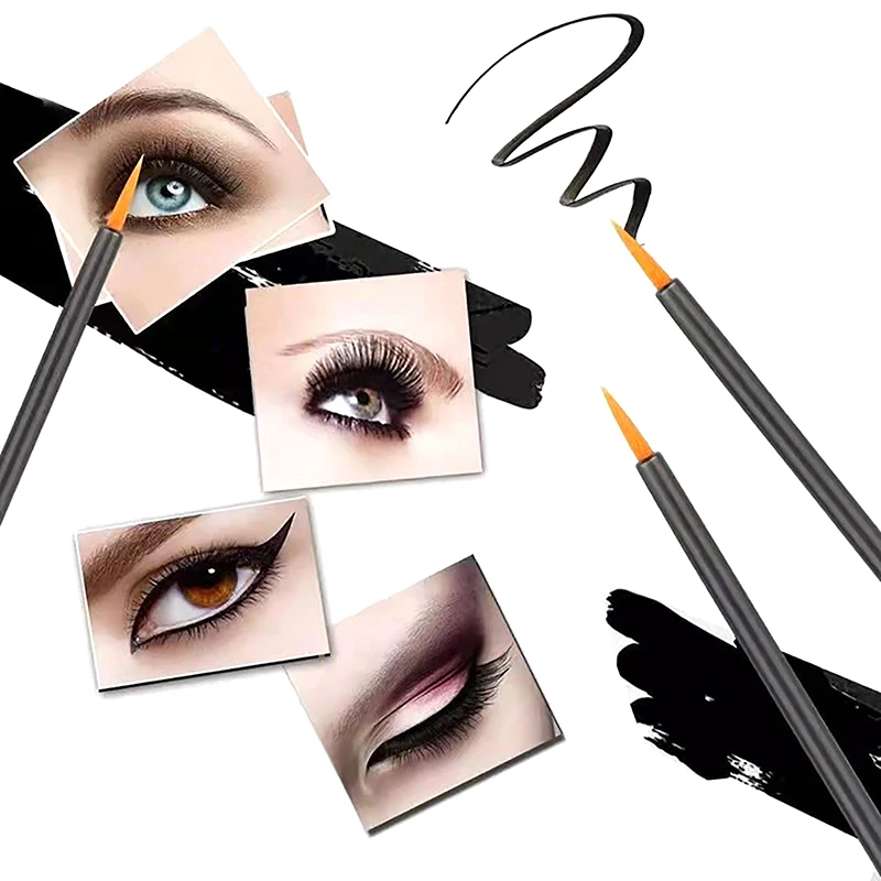 50Pcs Disposable Eyeliner Brushes Fine Fiber Head Eyeliner Cream Applicator Eye Cosmetic Brush With Cap Makeup Beauty Tools