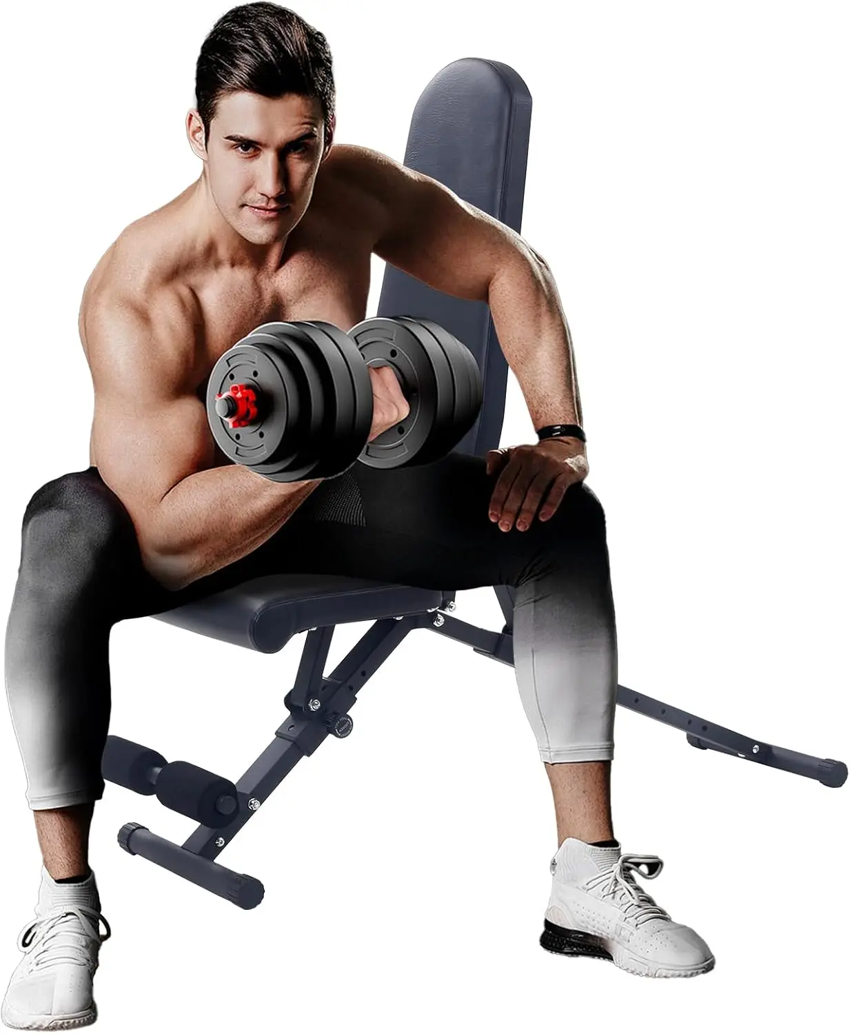 

Weight Bench Foldable and Adjustable Strength Training Bench for Full Body Bench Press Sit Up Incline Flat Decline