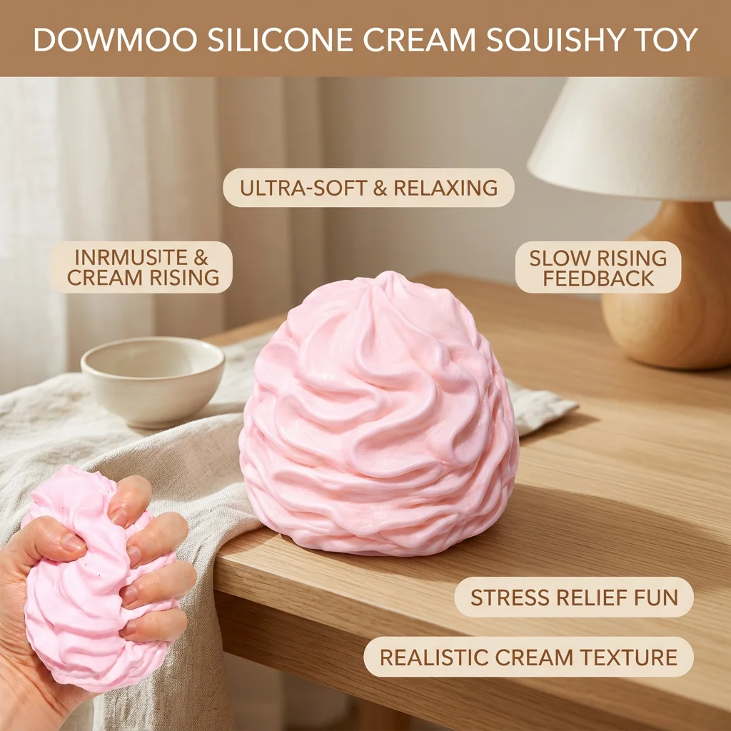 White Cream Silicone Stress Reducing Toy Soothing Mood Relieve Anxiety Improve Work & Study Efficiency Stress Relief Fidget Toy