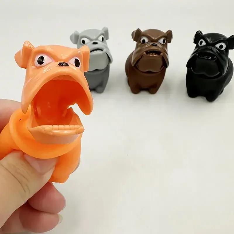 4PCS Squeeze Toy Adults Pop Out Head for Stress Relief Cute Bully Dog Shaped Funny Mouth Opening for Fathers Day Birthday Gift