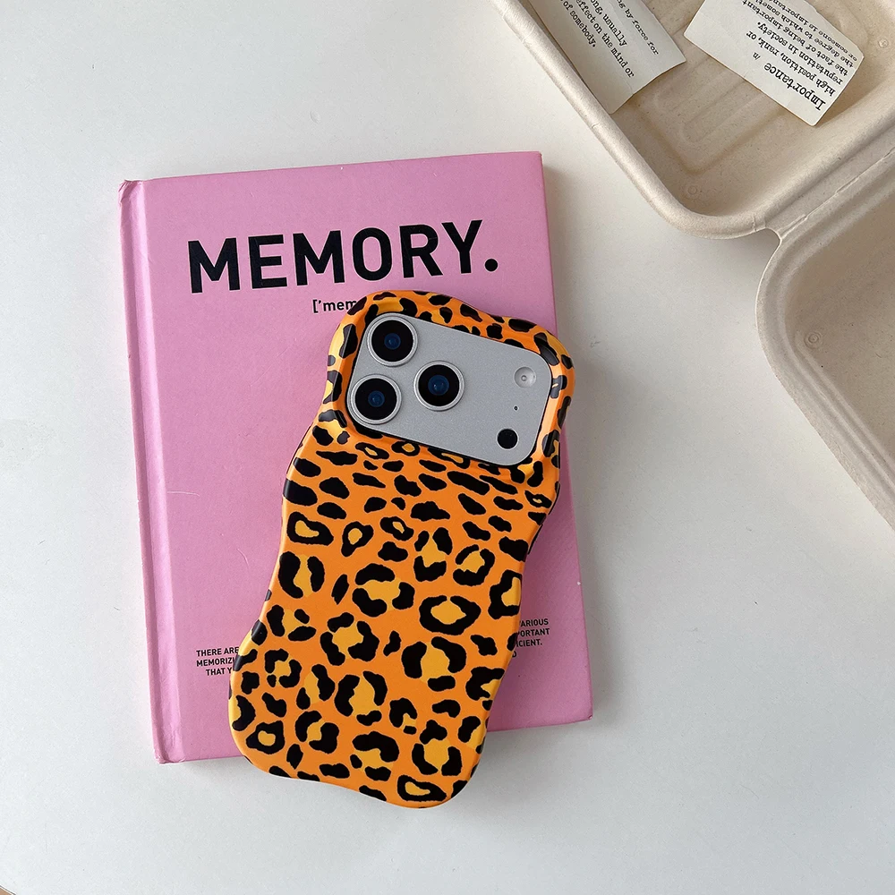 Modische 2-in-1-Handyhülle mit Leopardenmuster für iPhone 13 14 15 16 17 18 Pro Max, Wellenkanten, angenehme Haptik, harte, schlanke Rückseite – Detail 5