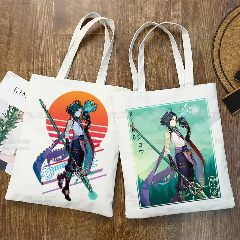 

Genshin Impact Xiao аниме игра сумка для покупок продуктовая сумка Bolsas De Tela Tote Bolsa сумка для покупок джутовая большая ткань на заказ
