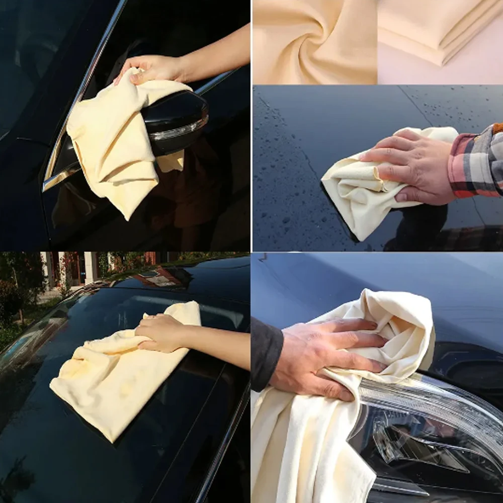 Car Natural Chamois Cleaning Cloth, Large Size Genuine Chamois Leather Auto Car Wash Drying Towel,Superabsorbent