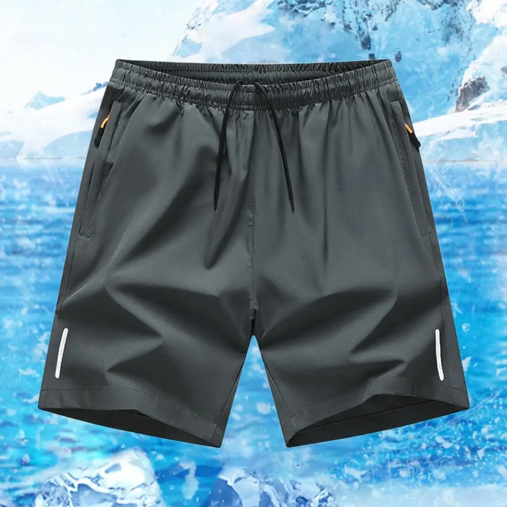 กางเกงขาสั้นผ้าไอซ์ซิลค์สำหรับผู้ชายกางเกงกีฬาแห้งเร็วใส่ลำลองออกกำลังกายบาสเกตบอลสีทึบกางเกงลายทางสะท้อนแสง