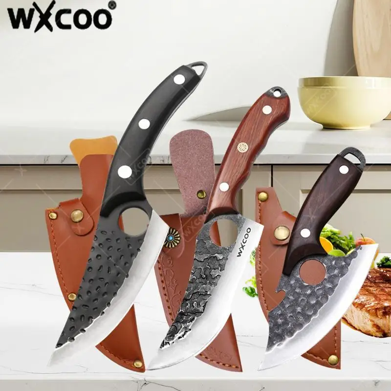 

WXCOO Kitchen Boning Knife Hand-forged Chef Knife Multifuntional Bottle Opener Butcher Knife For Cooking Household Wooden Handle