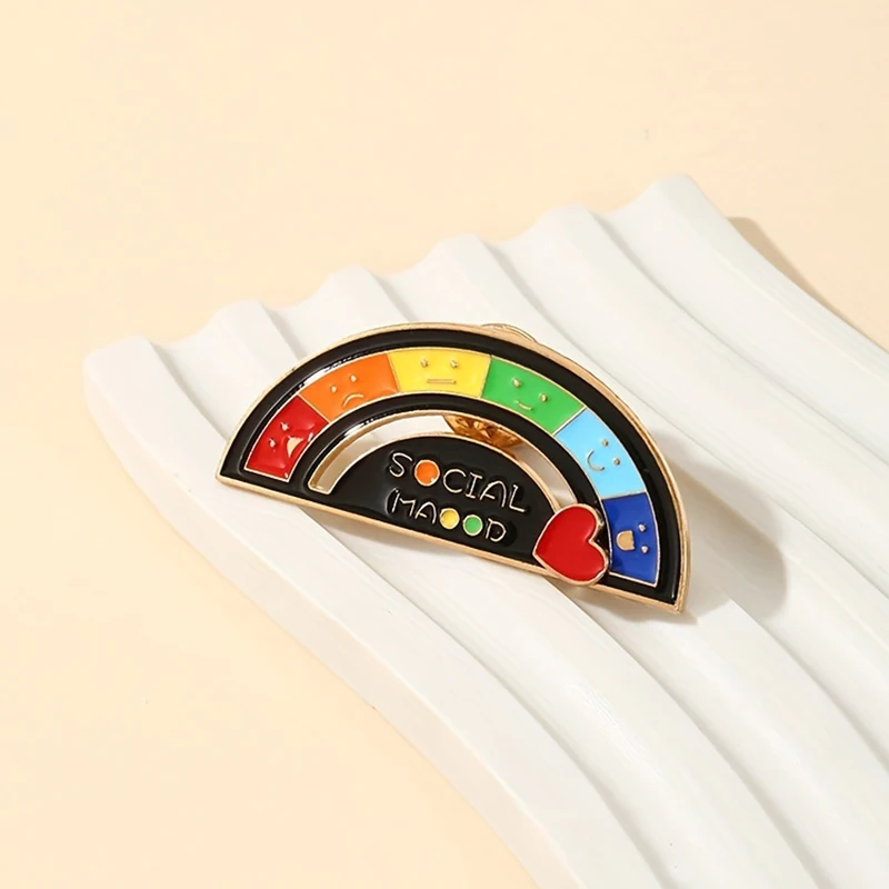 New Social Mood Brooch Removable Mood Battery Pin Badge Alloy Enamel Pins Childhood Pin Denim Button Laple Gift Creative Jewelry