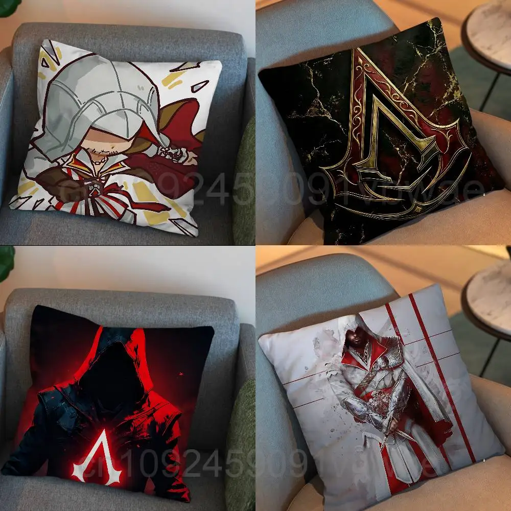 Ezio Auditore  AC Assassins Creed Print Throw Pillow Cover 45×45cm Square Cushion Case for Living Room Bedroom Decor