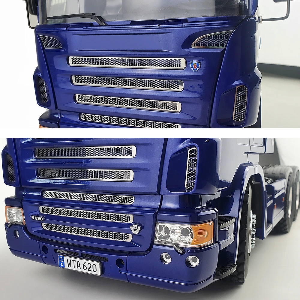 Simulierte Dekorationswerkzeuge im Maßstab 1:14, Logo-Aufkleber, rutschfeste Platten, Ansauggitter, Türscharnier für Tamiya LKW-Traktor, DIY-Teile – Detail 10