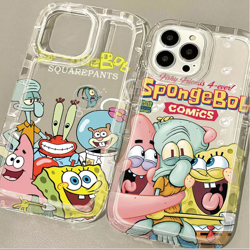 Cartoon SpongeBobs Clear Case for Samsung Galaxy A15 A55 A05 A05S A14 A24 A13 A23 A73 A12 A22 A32 A52 A52S A31 A51 A71 Silicone