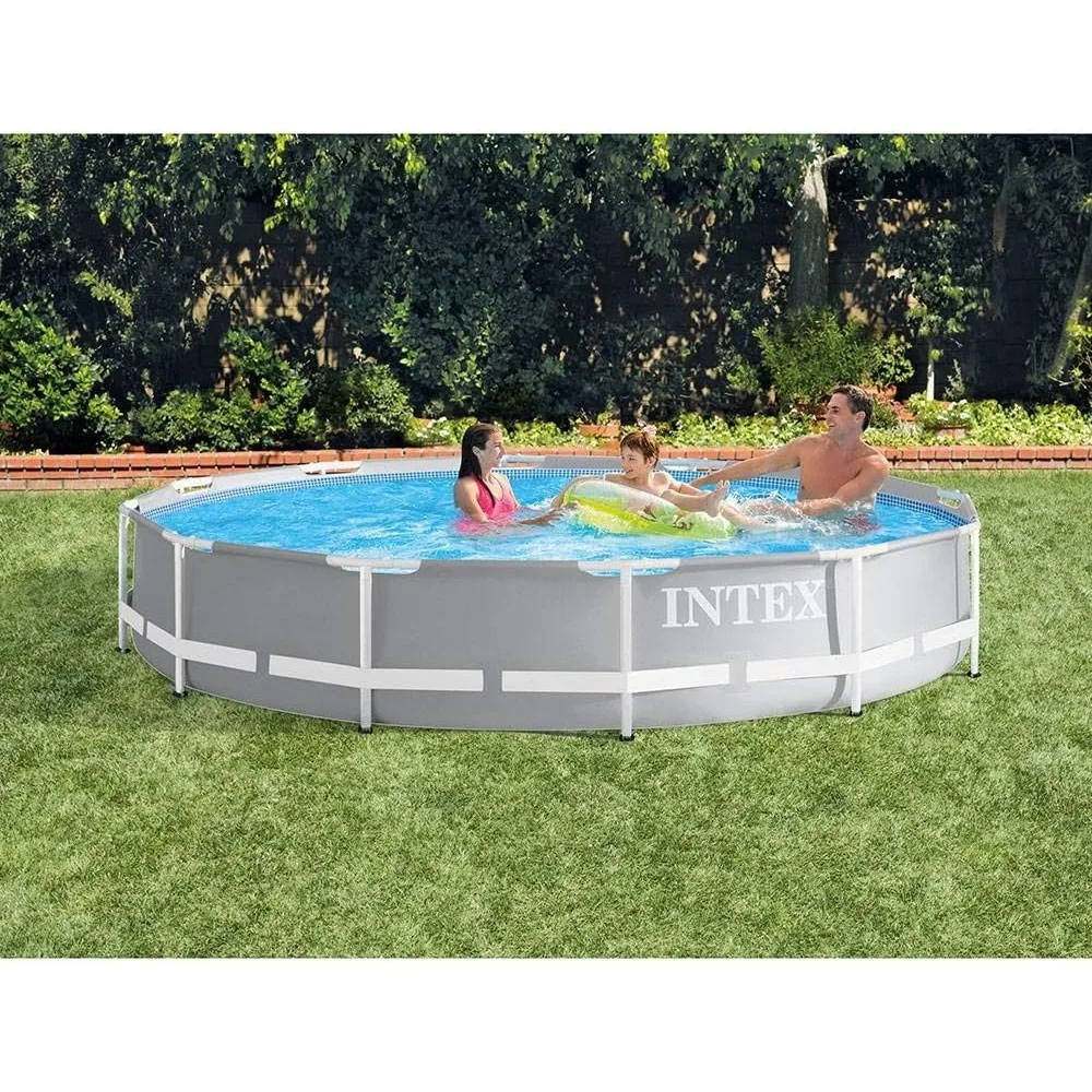 

12 Foot x 30 Inch Prism Frame Round Above Ground Outdoor Backyard Swimming Pool Set with 530 GPH Filter Pump and Easy Set-Up