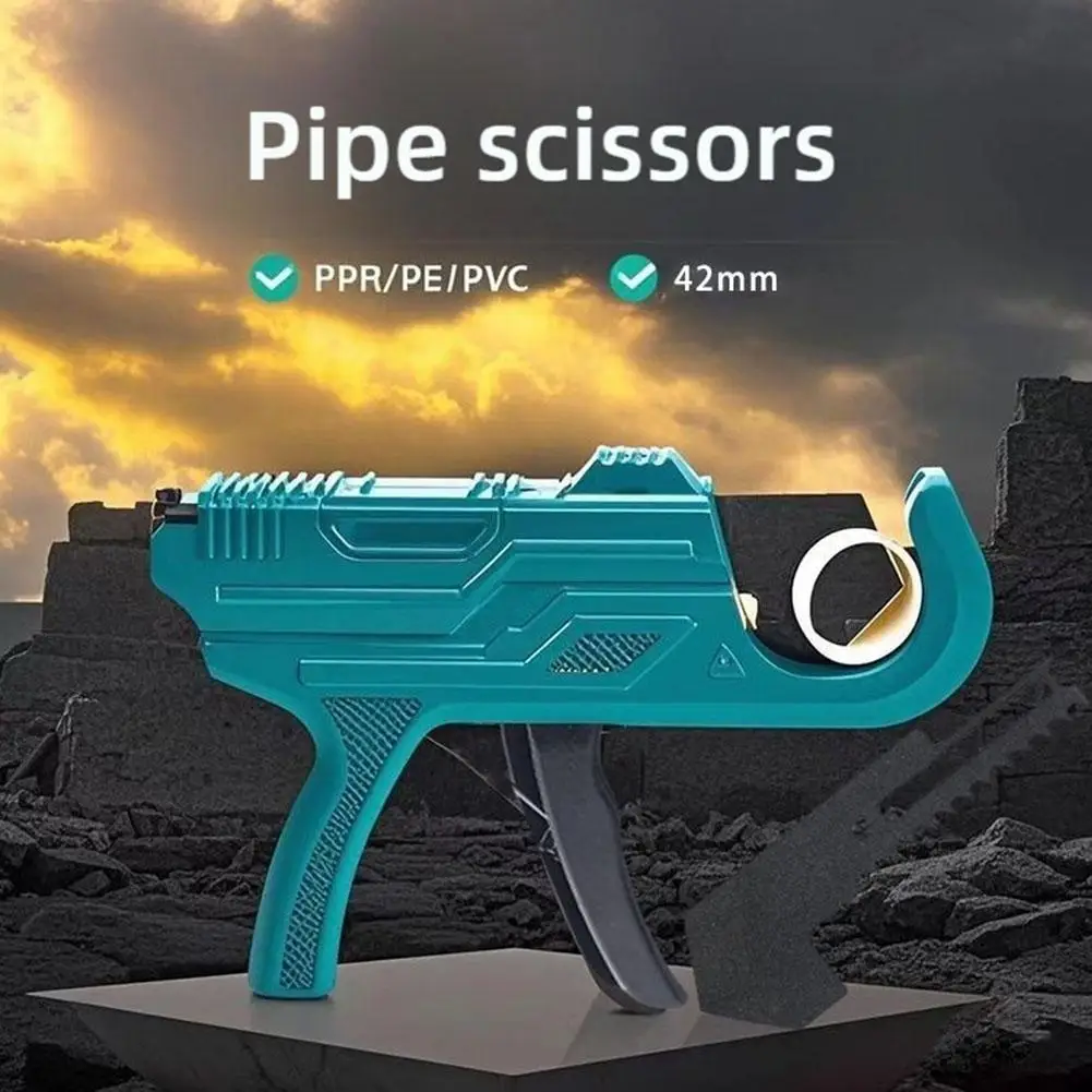 42mm Ratchet Tube Cutter One-hand Pipe Cutter with Deburring Tool Easy Cutting PEX/PVC/PPR Pipe