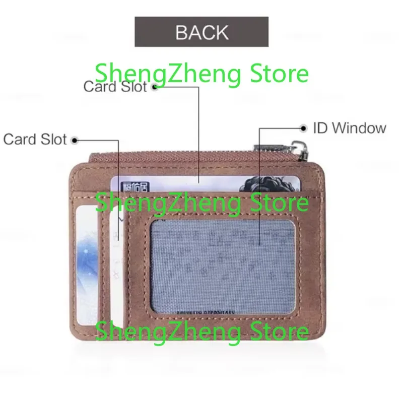 2 قطعة محفظة بطاقة قصيرة ماتي الجلود الرجعية متعددة بطاقة متجمد النسيج حامل بطاقة سستة حقيبة المال Stonego جديد الحد الأدنى محفظة #4