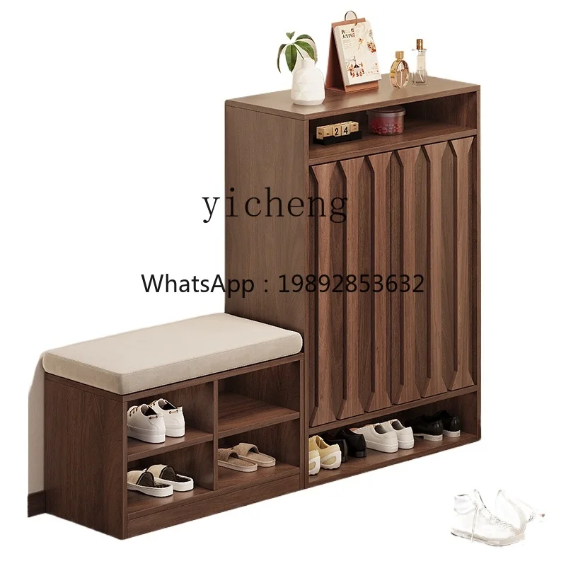 

BB new Chinese entry door solid wood shoe cabinet shoe change stool household indoor shoe cabinet