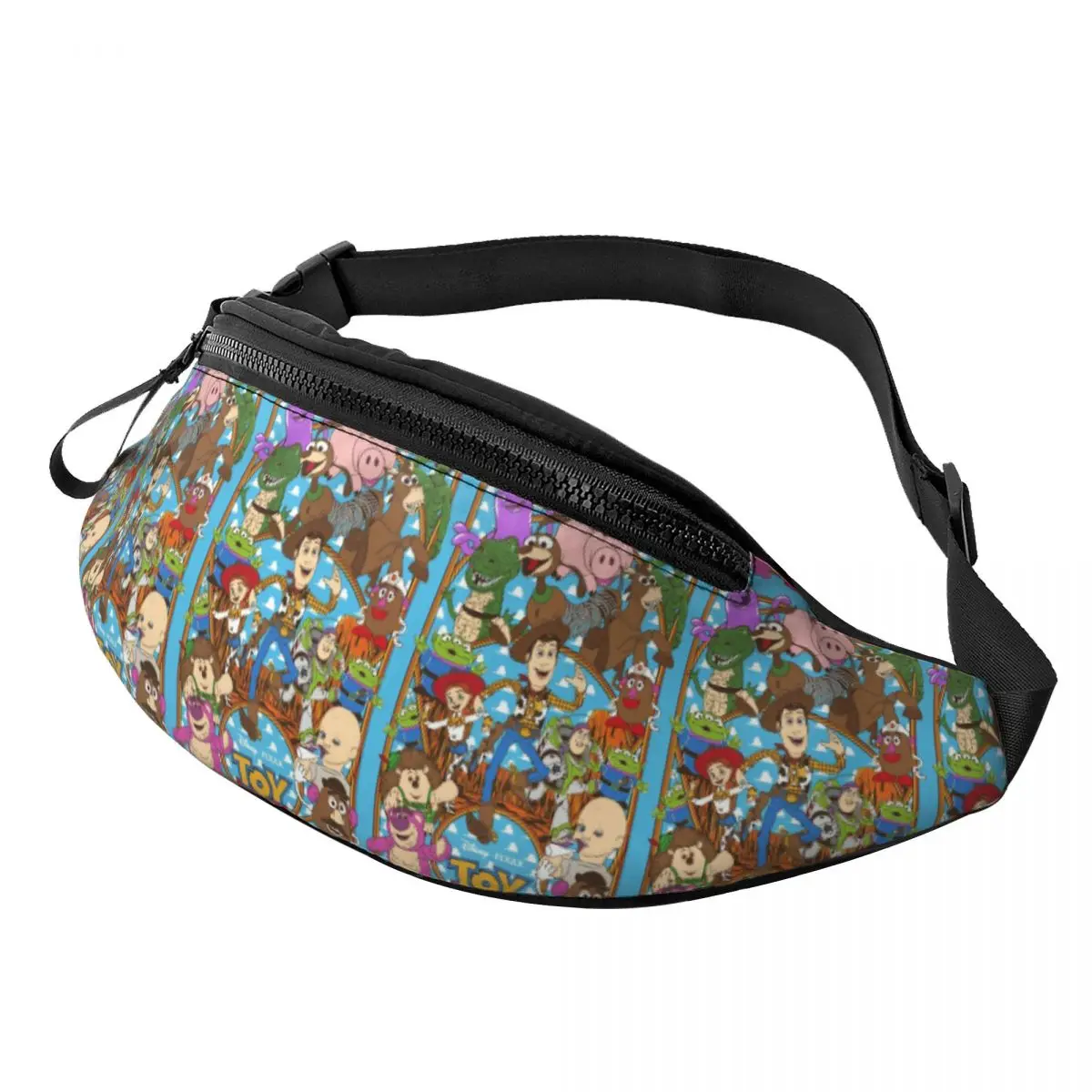 

Custom Fashion Toy Story Woody Cartoon Fanny Pack for Traveling Women Men Crossbody Waist Bag Phone Money Pouch