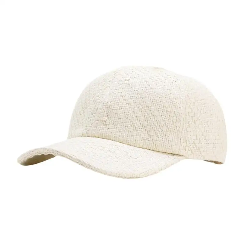 39BD Unisex Straw Baseball Cap with Textured Finish and Adjustable Back Closure, Summer Hat for Beach and Travel Days