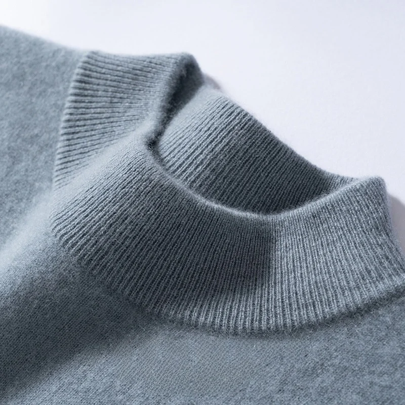 

Мужской свитер-базовый слой на осень-зиму с высоким воротником, длинный рукав, вязаный, повседневный, люксовый, для делового стиля