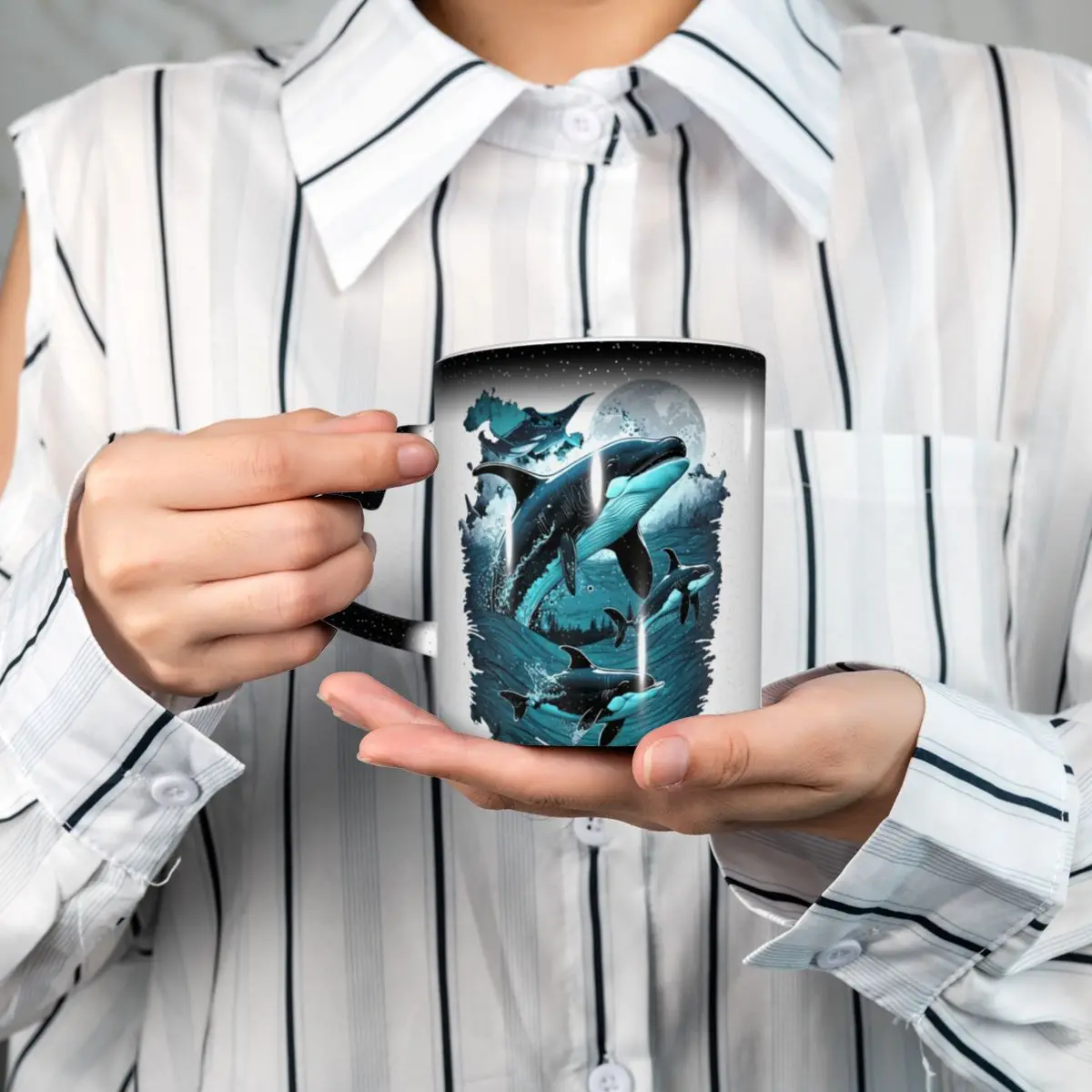 

Orca Aquatic Sea Ocean Killer Whale Mug Funny Ceramic Coffee Cups Tea Mugs Milk Cup Drinkware Gifts for Woman Man