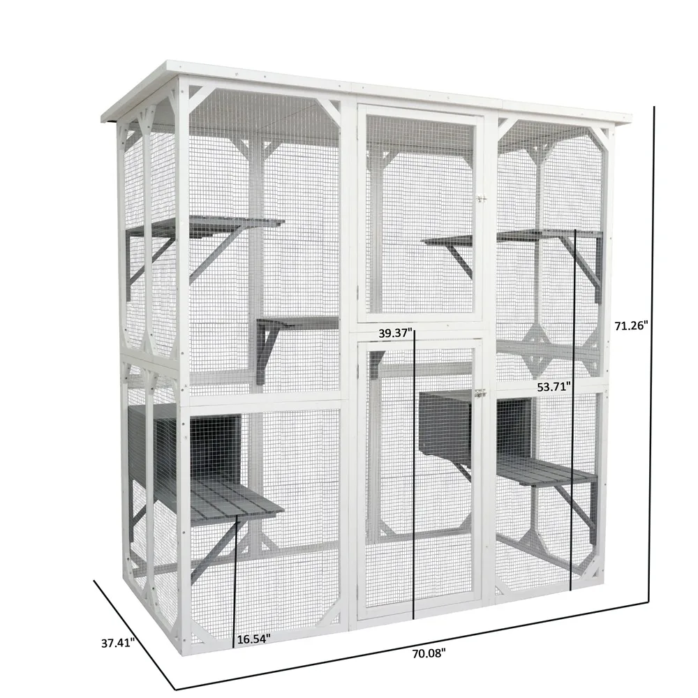 Cat Cage Box Lovely House Cute Pet Play Wooden White Medium There Is Sufficient Activity Space Modern Dog Crate Cat Cage