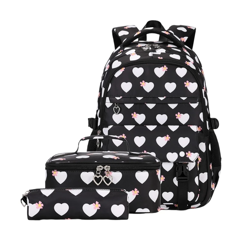 3 pçs saco escola prático mochila capacidade com estojo lápis lancheira casual mochilas trvel daypack para