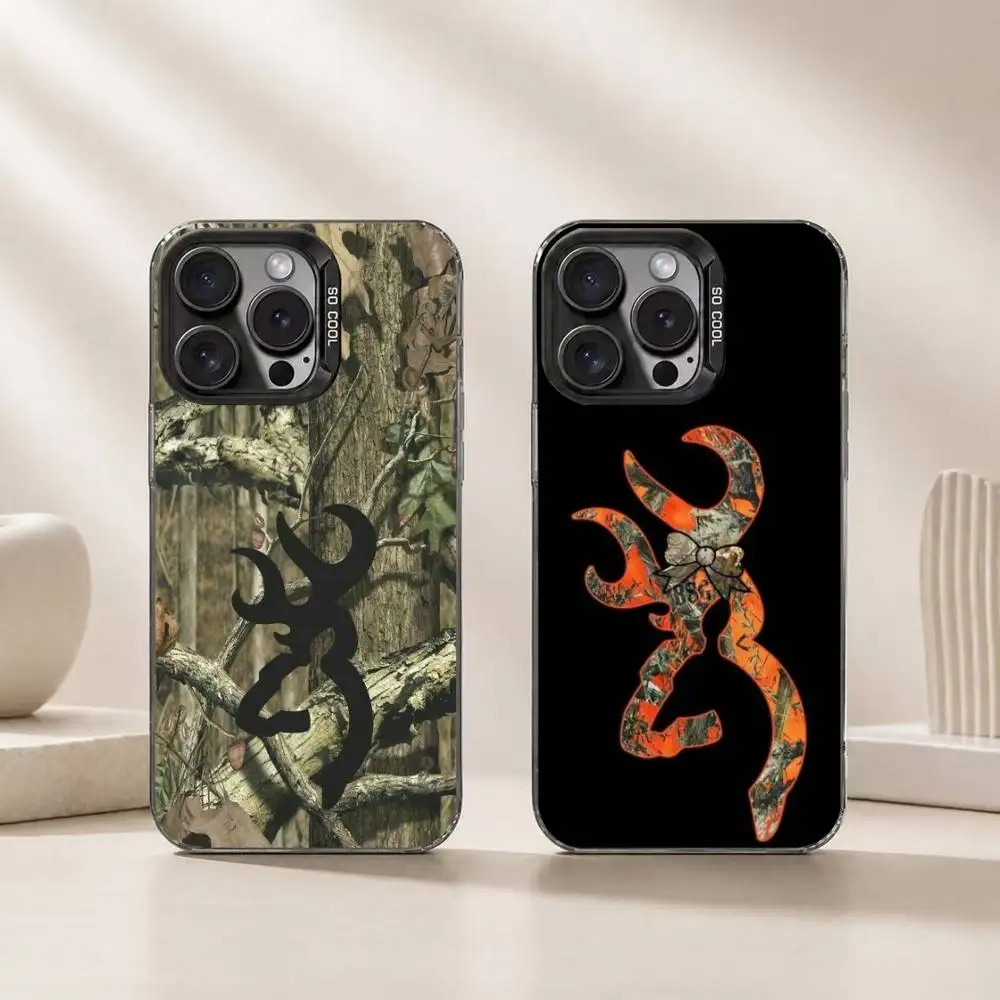 Coque de téléphone camouflage de chasse au cerf pour iPhone 18, 17, 16, 15, 14, 13, 12, 11 Plus, Pro Max, XS, coque de téléphone argentée colorée, étui de protection