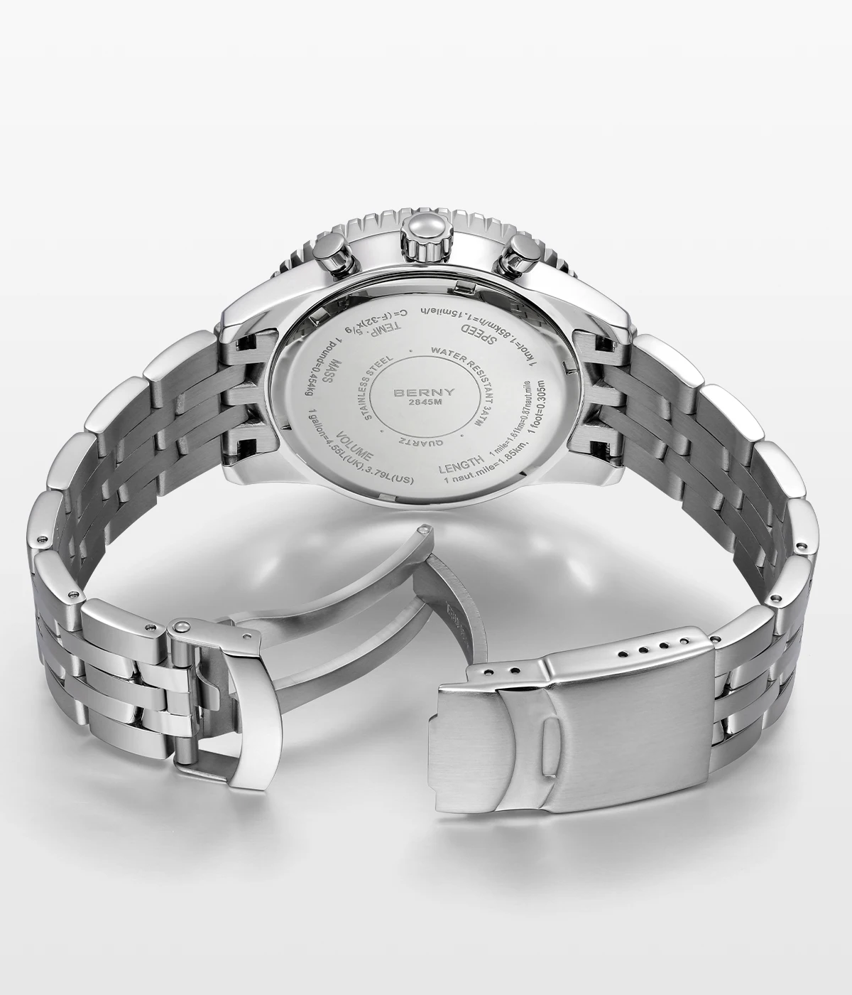 BERNY Chronograph-Uhren für Herren, Luftfahrt-Multifunktions-Quarz-Herrenuhr, Datum, Saphirglas, superleuchtende Luxus-Armbanduhr – Detail 5