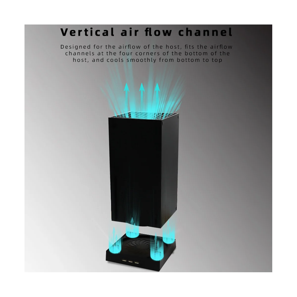 A57G-Cooler para consola de juegos Xbox Series X con 3 puertos USB Soporte vertical con 2 ventiladores de refrigeración Ventilador para consola de juegos de 3 velocidades