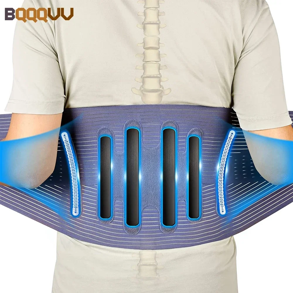 1PC Back Support Brace for Pain Relief of Lumbar/Waist, Adjustable Lumbar Support with Spring Stabilizers, Air Mesh Waist Wrap