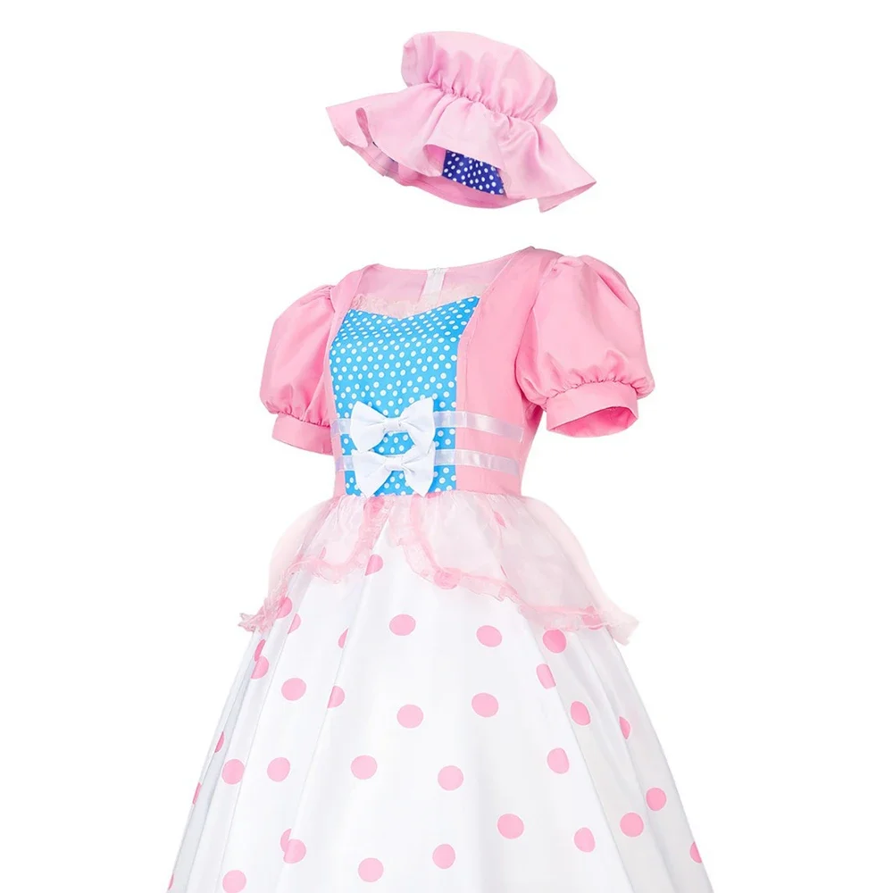 Animated Movie Toy Story Bo Peep Dress Cosplay Costume Woman Long Skirt Hat Anime Cosplay Party Halloween Costume