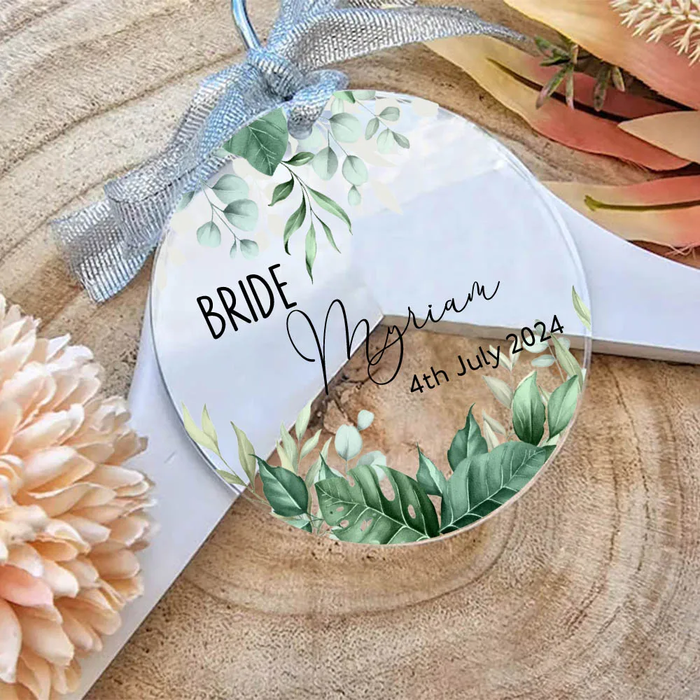 

Personalized Hanger Tag for Bridesmaid Gift, Printed Eucalyptus, Acrylic Hanger, Wedding Hanger