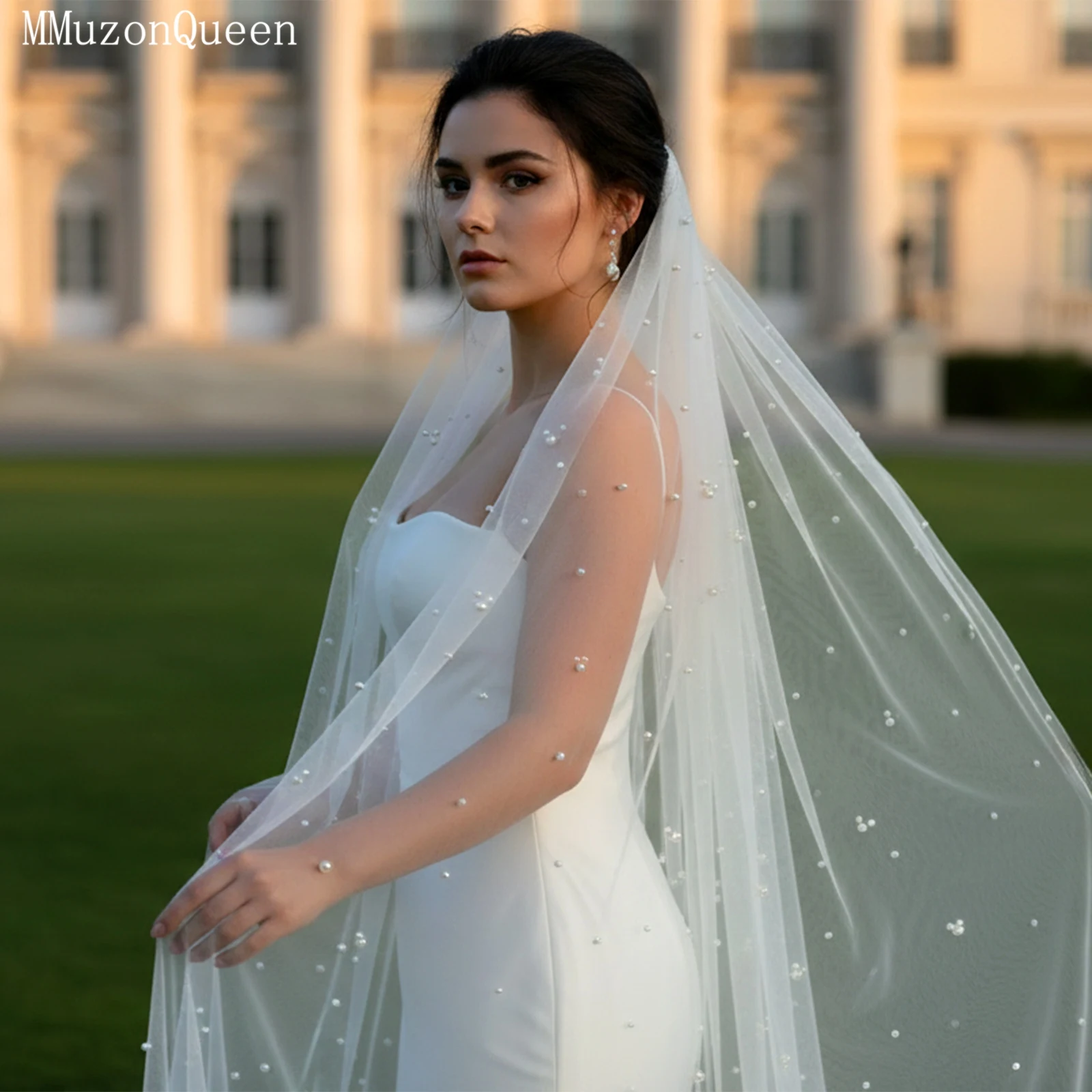 

TOPQUEEN V130 Рекомендовано магазином: Элегантная свадебная фата из нейлонового тюля, однослойная, с гребнем, настраиваемая длина