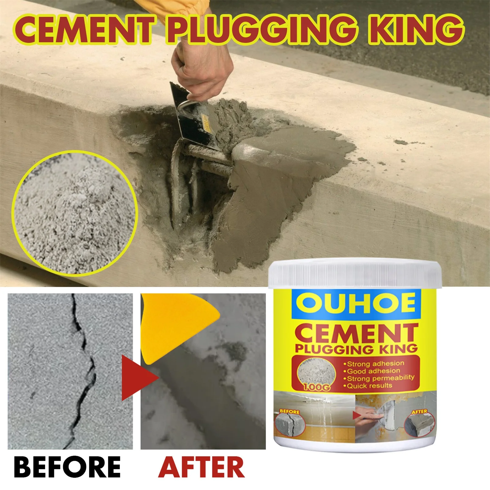 Agente impermeável leve do reparo da parede do agente do reparo da parede do creme 100g do reparo da parede do spackle rapidamente encher furos e rachadura da parede