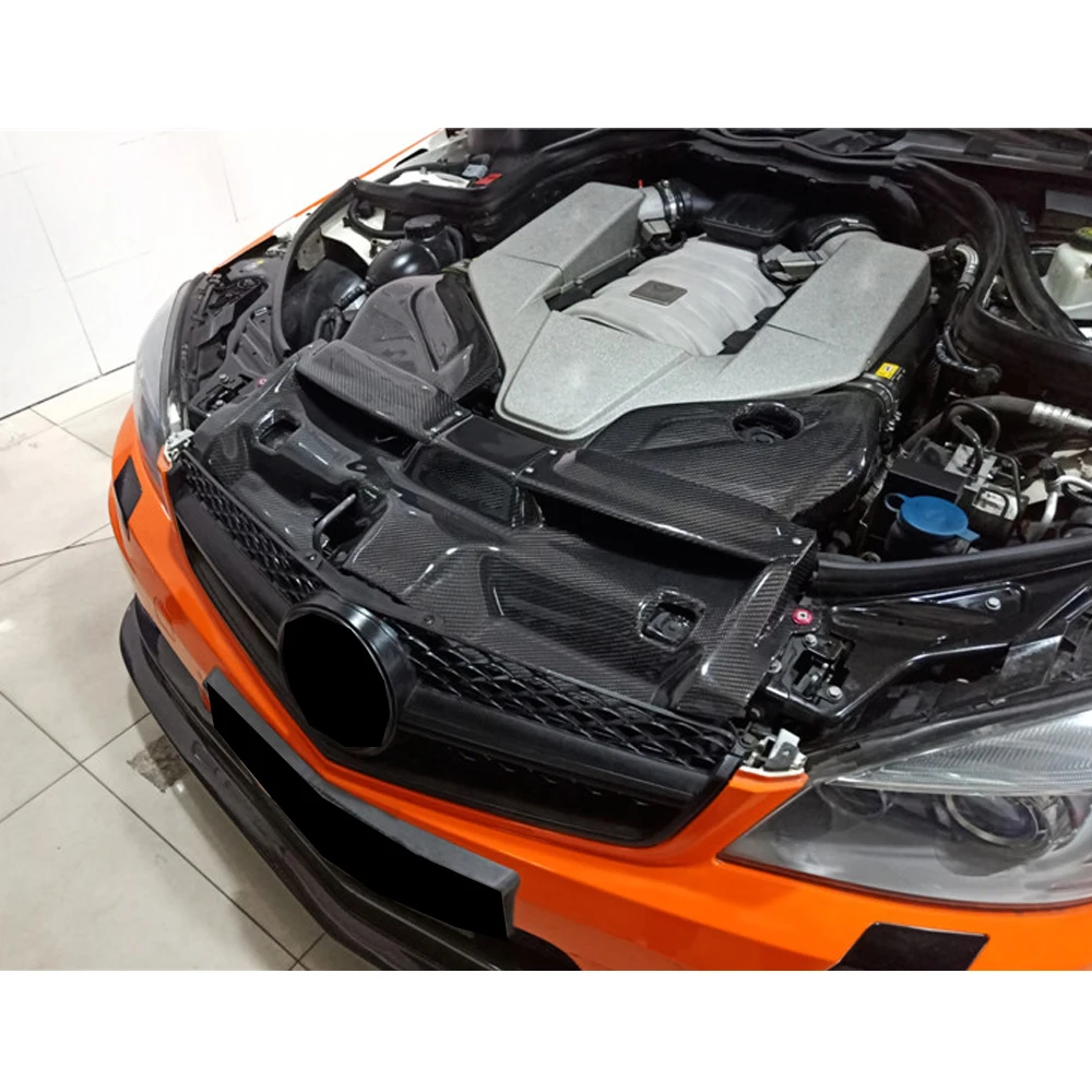 3PCS/Set Carbon Fiber Car Cold Air Filter Intake System Cover for Mercedes-Benz W204 C-Class C63 AMG Only 2008-2011