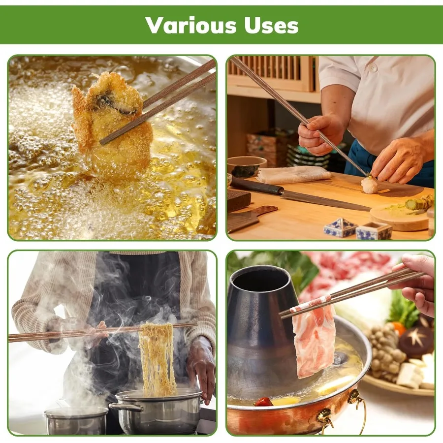 Кухонные палочки для еды, удлиненные 16,5 дюйма, деревянные кухонные палочки для еды, многоразовые для жарки лапши, горячий горшок 16,5