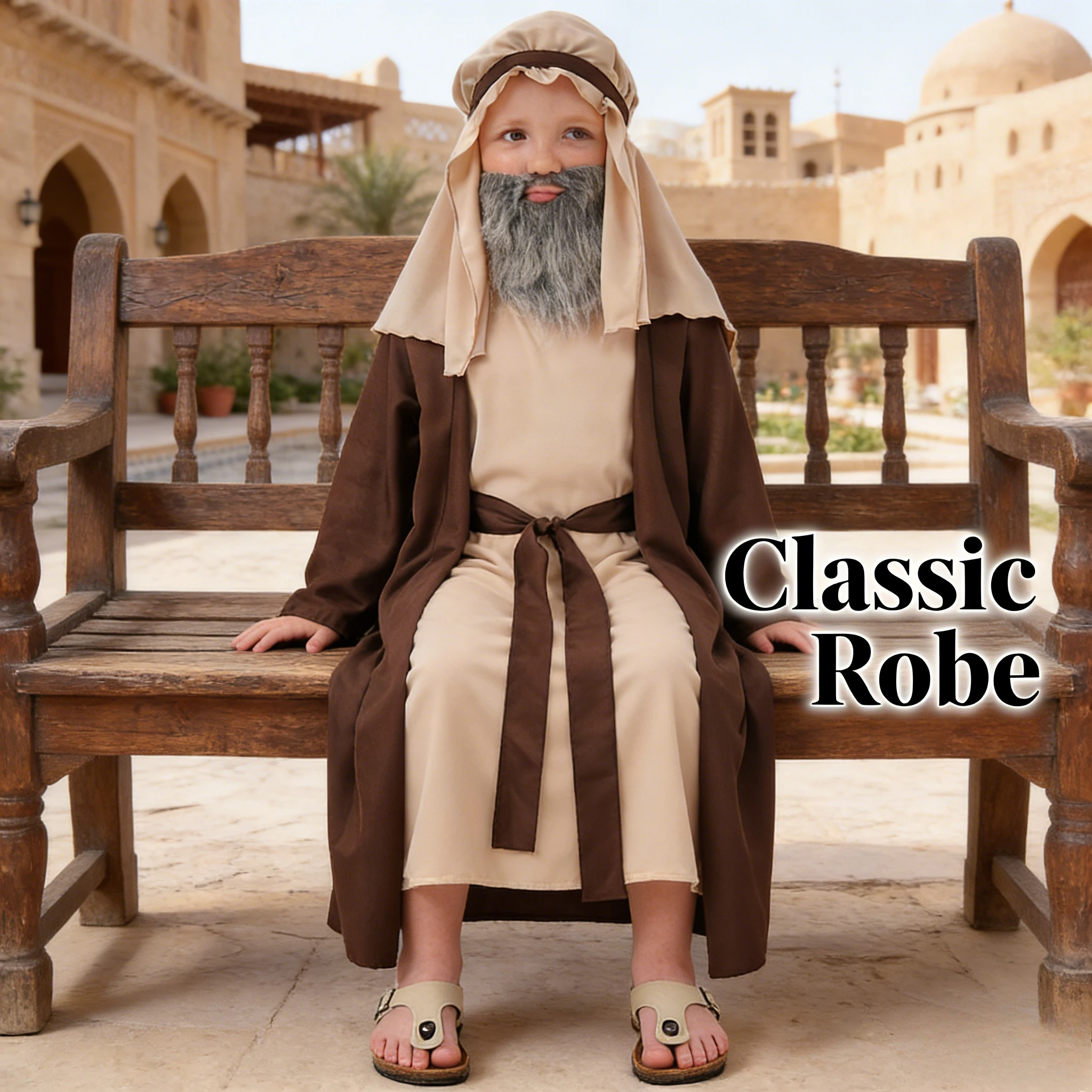 

Арабский коричневый костюм старейшины, мантия пастуха Ближнего Востока, мужской арабский костюм мудреца для косплея, наряд для вечеринок и сценических выступлений