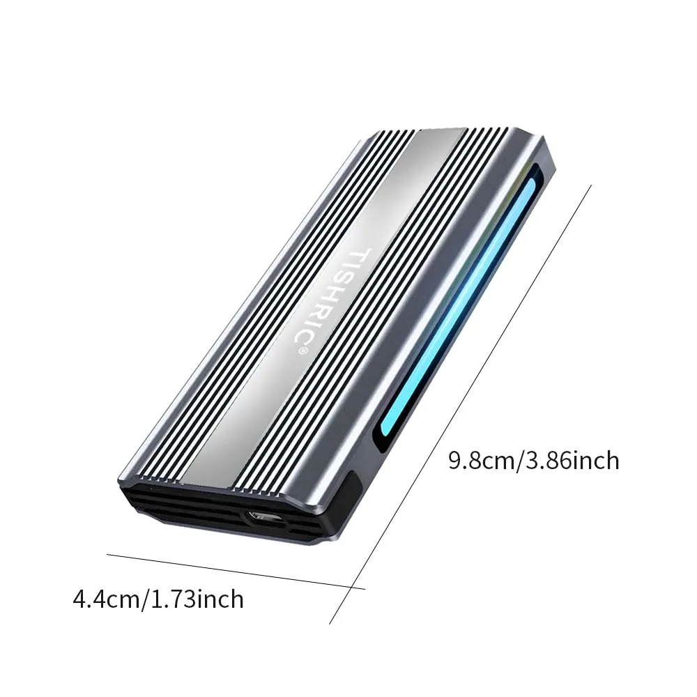 TISHRIC RGB Enclosure NVME/NGFF SSD Case Portable Hard Drive Box Type-C/3.1 SSD Dual Protocol Hard Drive Box for PC Laptop