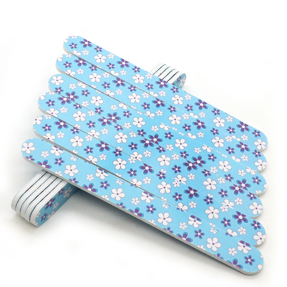 50 Stuks Schuurpapier Nagelvijlen Recht Professionele Dubbelzijdig 180/180 Grit Schuren Bestand Buffers Kleurrijke Manicure Pedicure Gereedschap