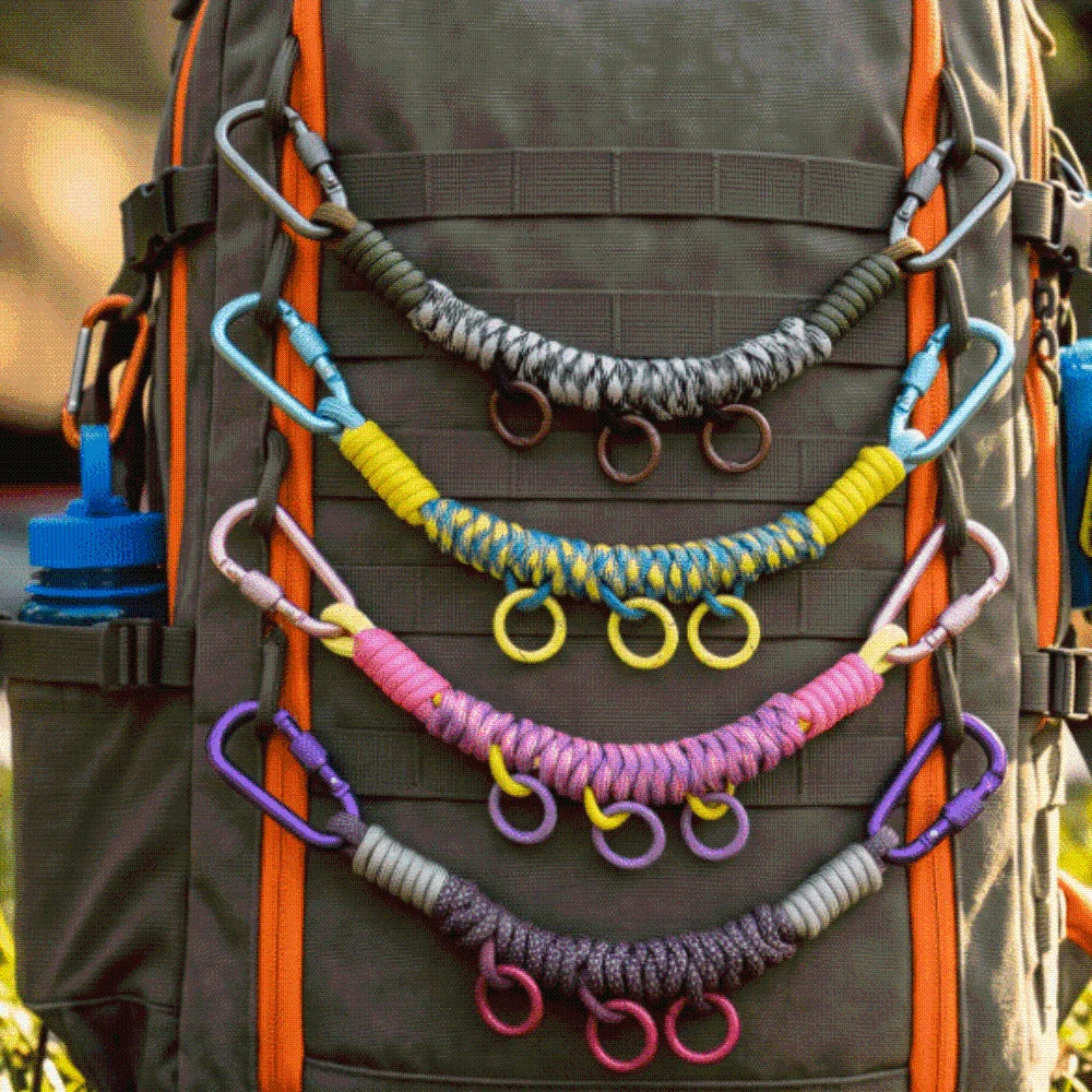 Hand Woven Paracord Bag Charm Rope Multifunctional Detachable Braided Key Chain Durable Nylon Metal Clip