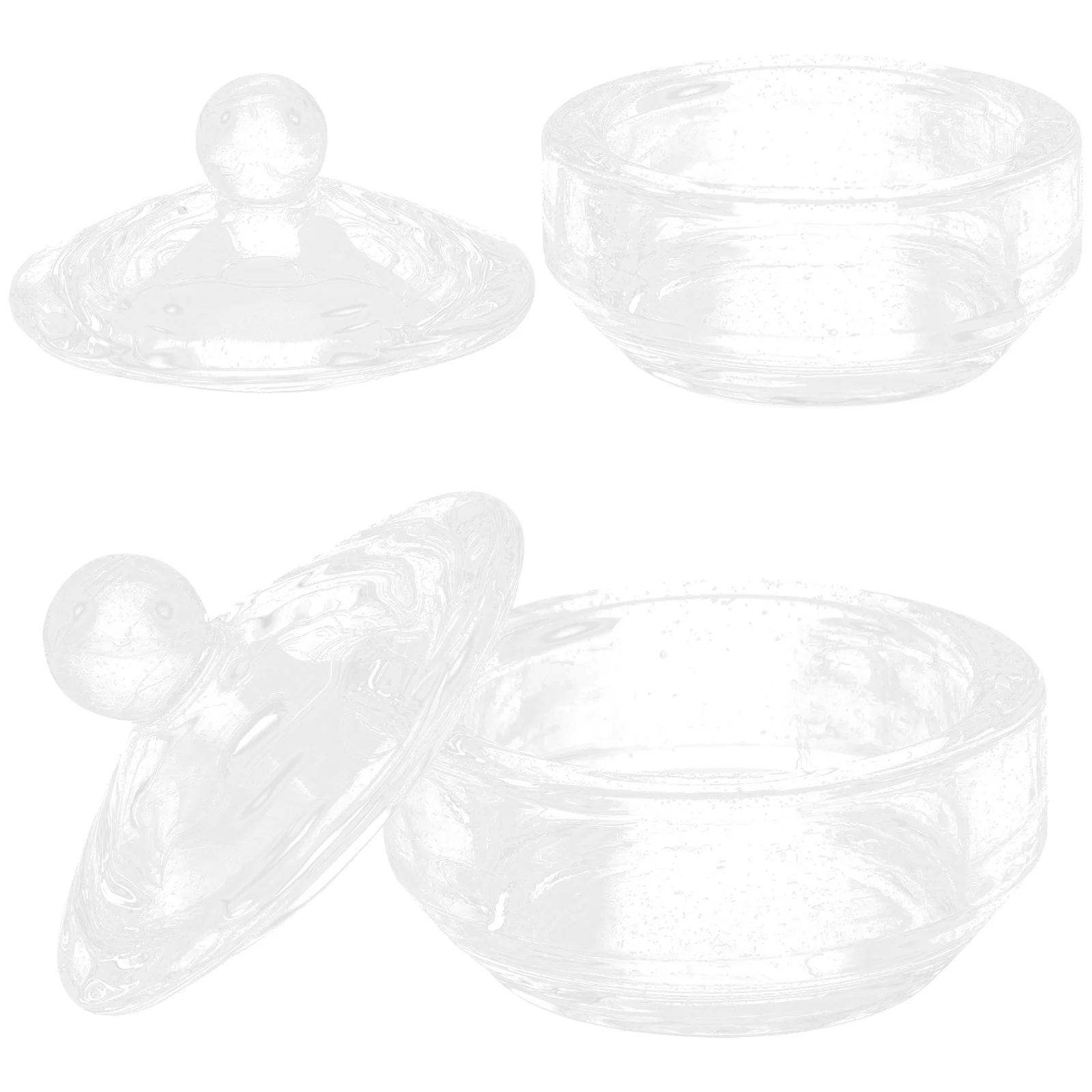 2個入り クリスタルガラス ネイルディッシュボウル アクリルネイル用 丸型 マニキュアツールカップ 軽量 ポータブル ダッペンディッシュ 蓋付き パウダーミックス用